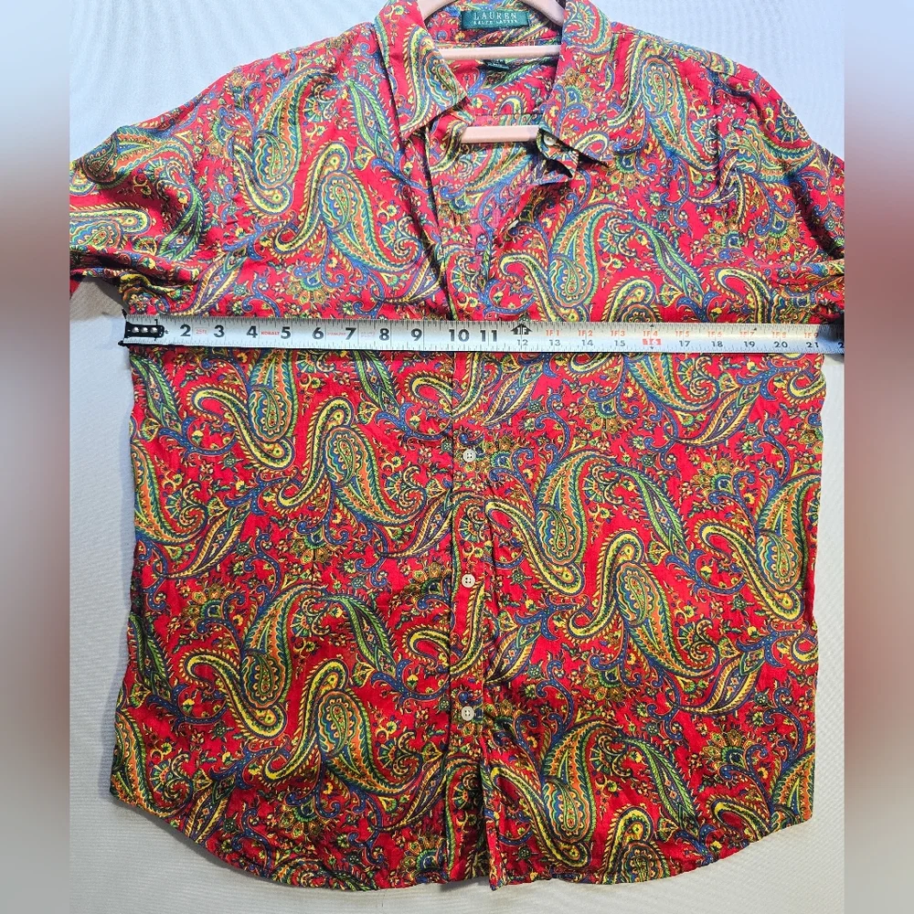 Vintage Ralph Lauren Red Paisley Button-Down Shirt Size Large - Picture 4 of 7